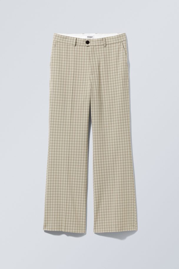Weekday Franklin Flared Check Trousers Beige