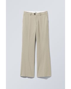 Franklin Flared Check Trousers Beige