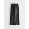 Flared Cropped Leather Trousers Black