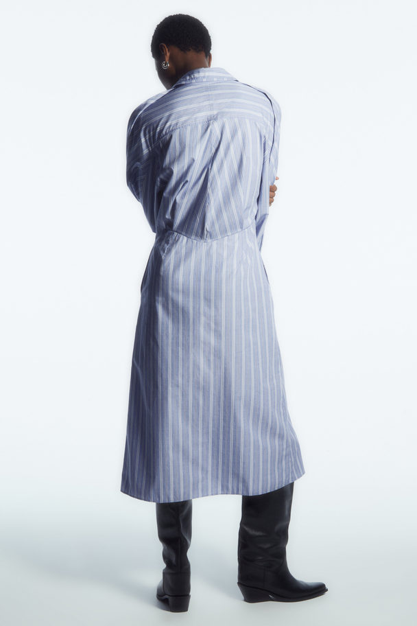 COS Pinstriped Shirt Dress Blue / Striped