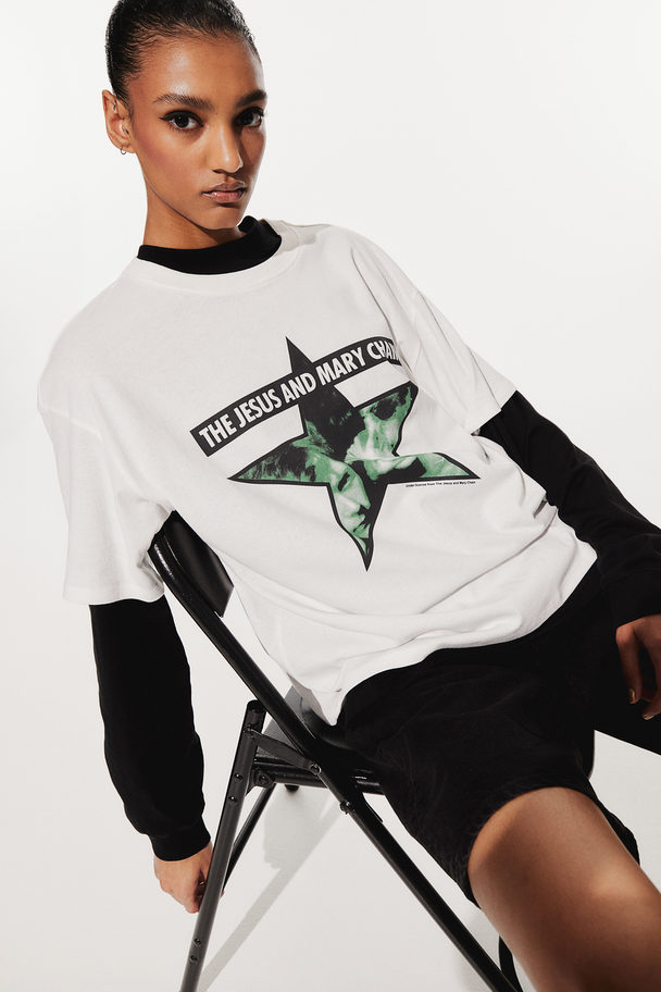 H&M Oversized T-Shirt mit Print Weiß/The Jesus and Mary Chain