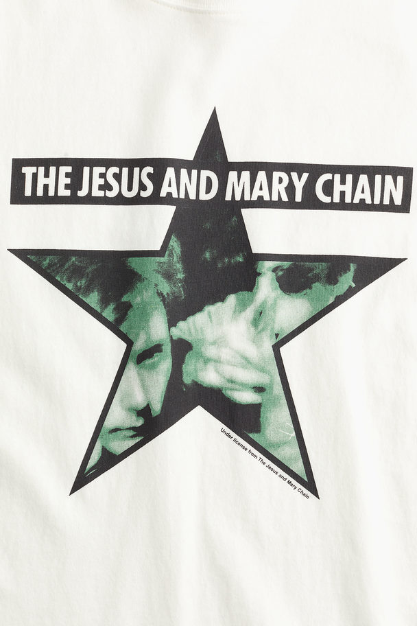 H&M Oversized T-shirt Med Tryck Vit/the Jesus And Mary Chain