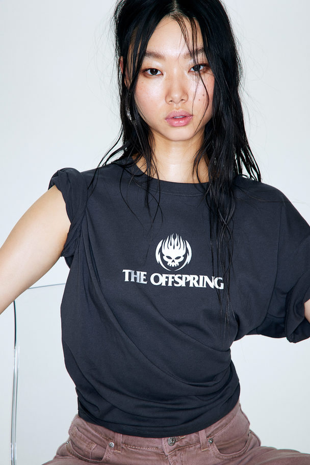 H&M Oversized Printed T-shirt Dark Grey/the Offspring