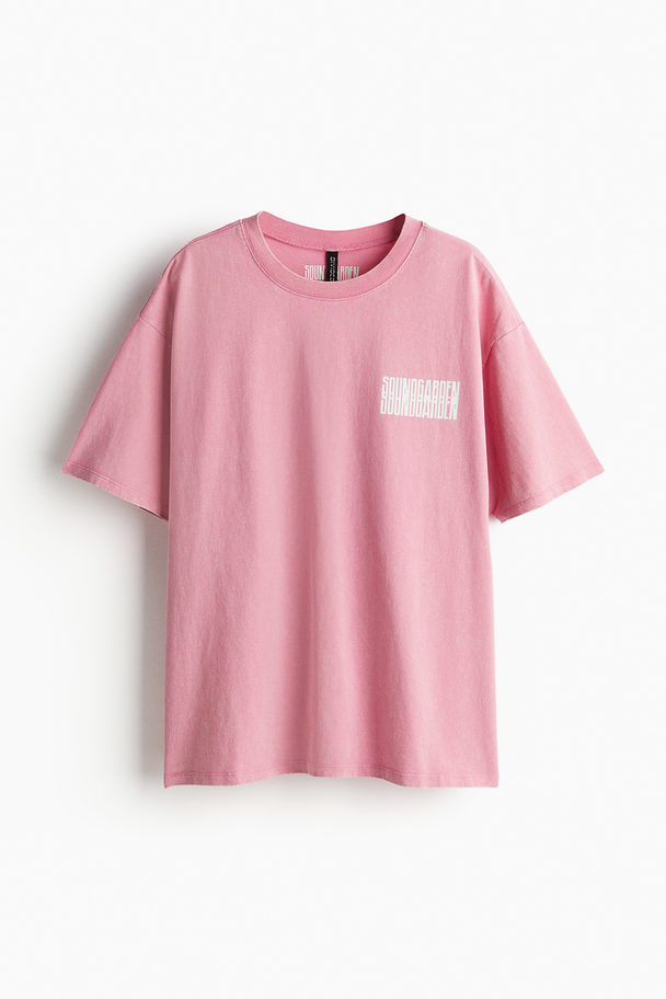 H&M Oversized T-Shirt mit Print Rosa/Soundgarden