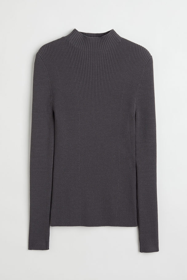 H&M Rib-knit Jumper Dark Grey