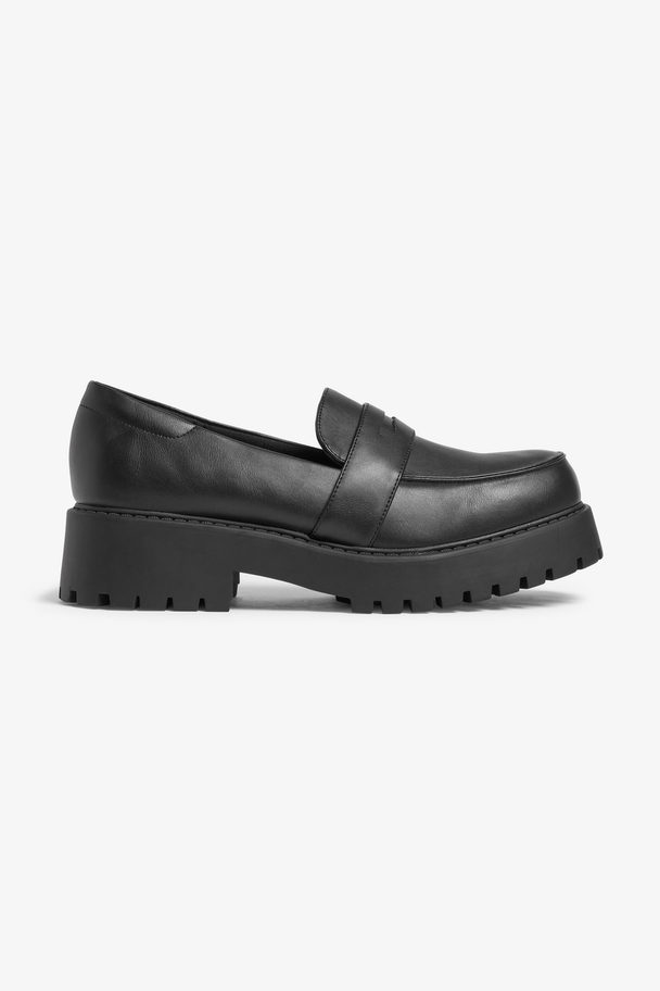 Monki Faux Leather Loafer Black