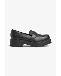 Faux Leather Loafer Black