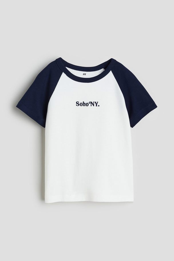 H&M Raglan-T-Shirt mit Motiv Marineblau/Soho NY