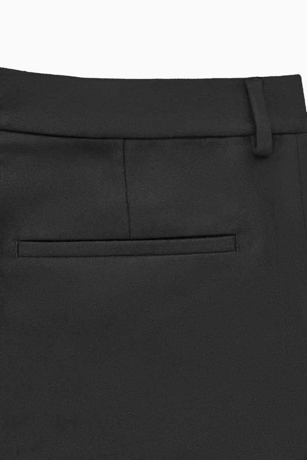 COS Turn-up Tapered Wool Trousers Black