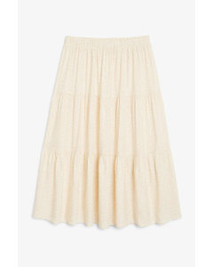 Ruched Maxi Skirt Cream Floral Print