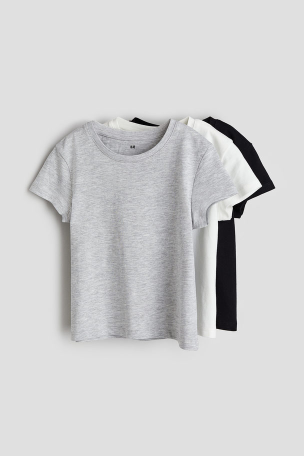 H&M Set Van 3 Katoenen Tops Zwart/wit