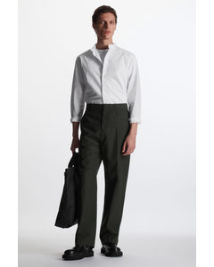 Relaxed-fit Jacquard Trousers Dark Green