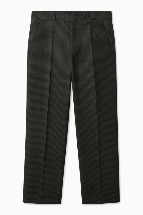 COS Relaxed-fit Jacquard Trousers Dark Green