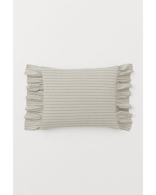 H&M HOME Flounce-trimmed Pillowcase Light Beige/striped
