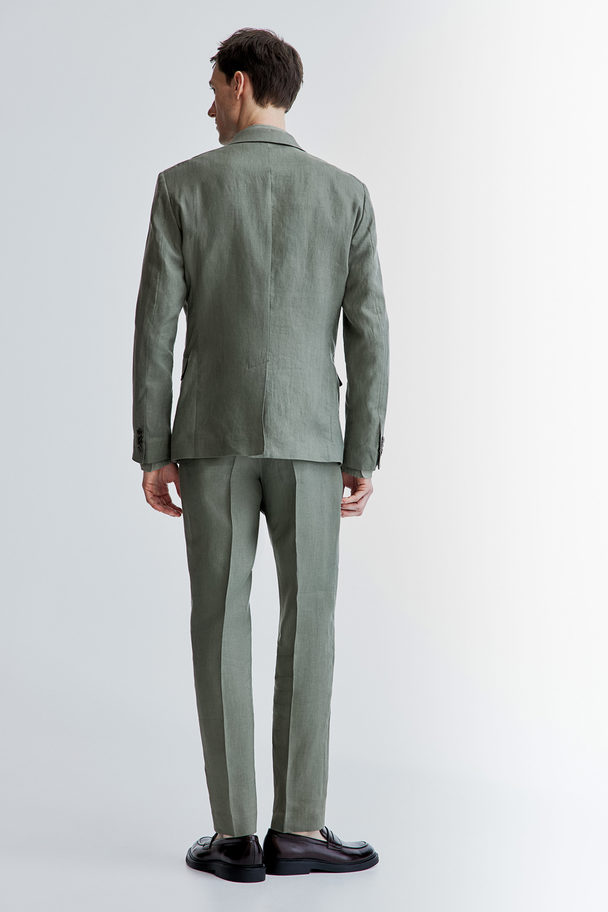 H&M Kostymbyxa I Linne Slim Fit Grågrön