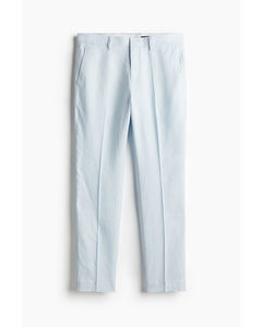 Slim Fit Linen Suit Trousers Light Blue