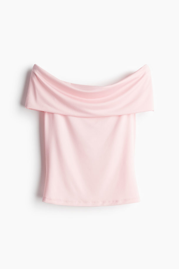 H&M Off-Shoulder-Shirt aus Jersey Hellrosa