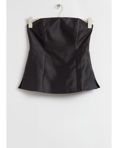 Fitted Mulberry Silk Tube Top Black