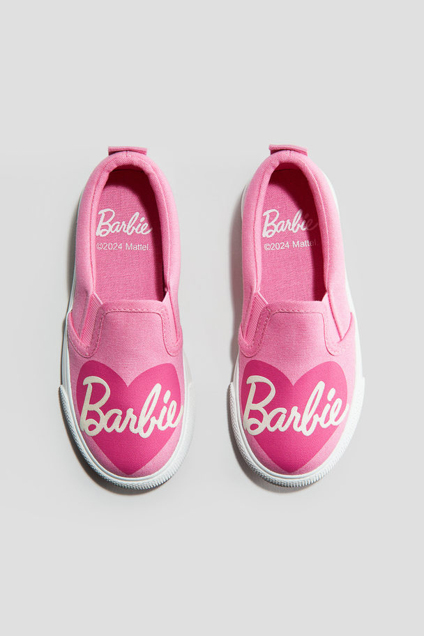 H&M Printed Canvas Slip-on Trainers Pink/barbie