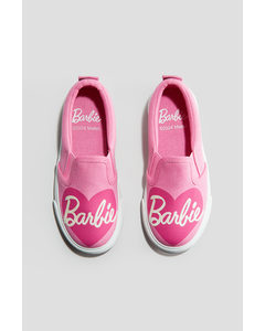 Canvas Slip-on Sneakers Met Print Roze/barbie