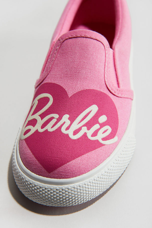 H&M Canvas Slip-on Sneakers Met Print Roze/barbie