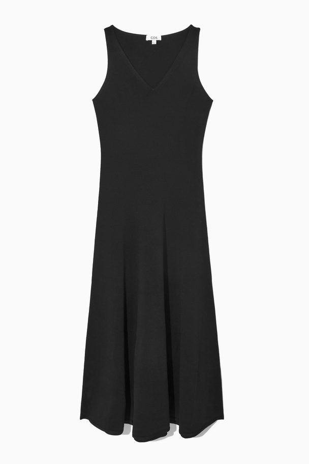 COS V-neck Knitted Maxi Dress Black