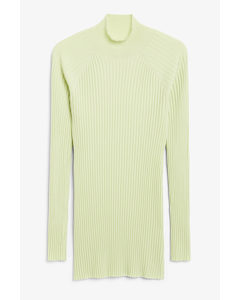 Ribbed Tunic Sweater Light Green