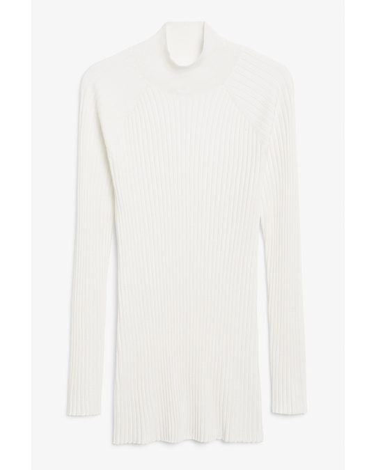 Monki Ribbed Tunic Sweater White