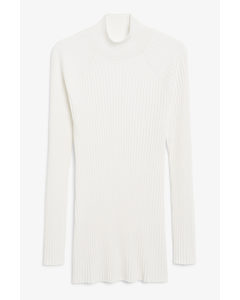 Ribbed Tunic Sweater White