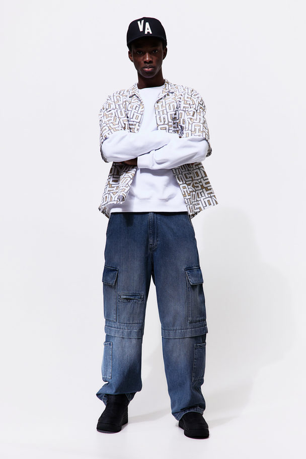 H&M Oversized Fit Patterned Resort Shirt Beige/patterned
