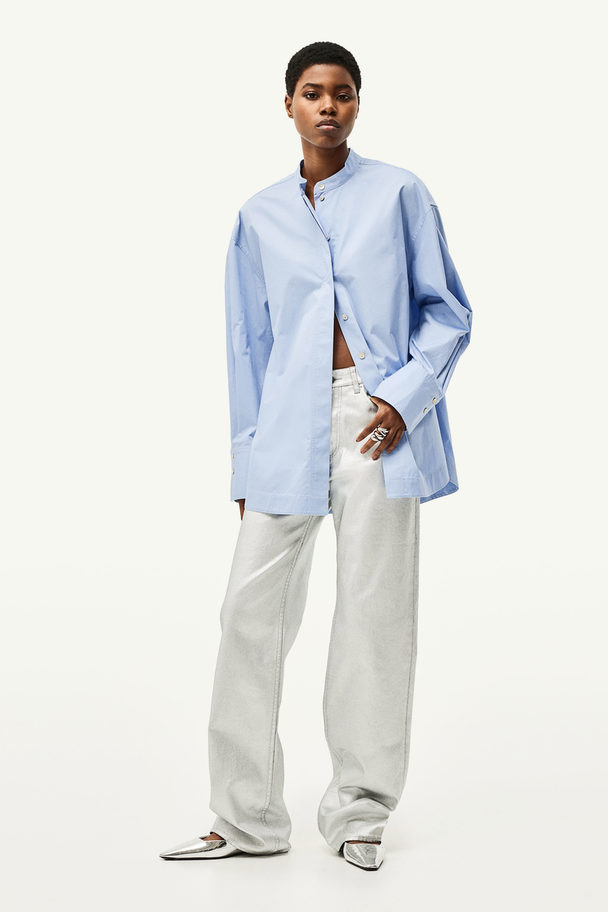 H&M Oversized Kinaskjorte Lyseblå