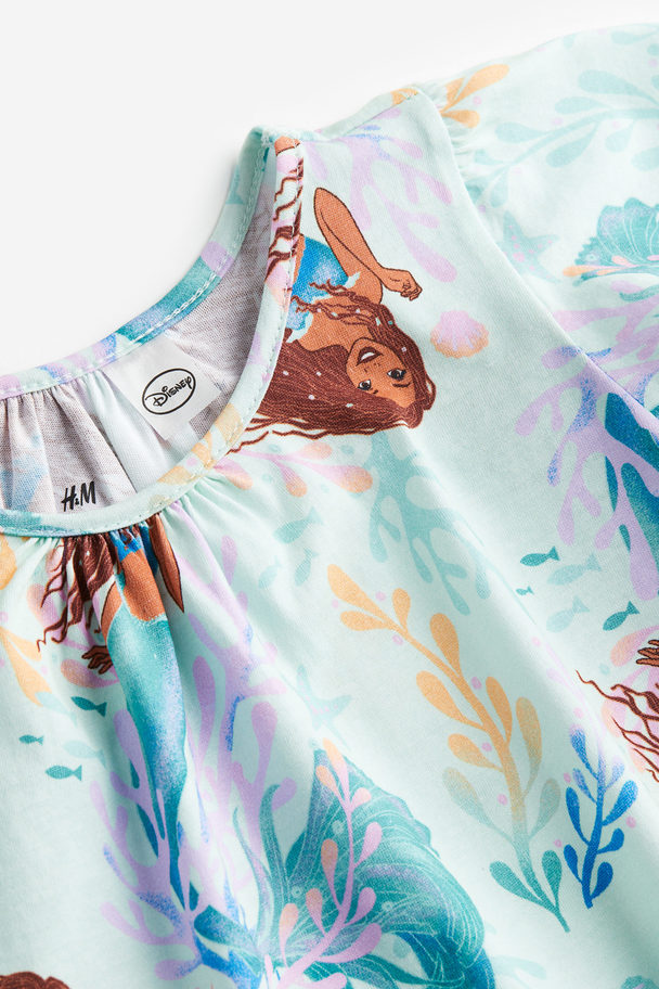 H&M Jerseykleid mit Print Mintgrün/Kleine Meerjungfrau
