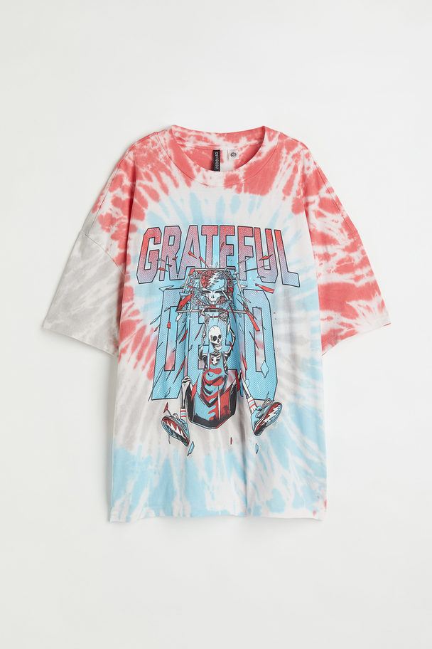H&M T-shirt Med Tryck Ljusblå/grateful Dead