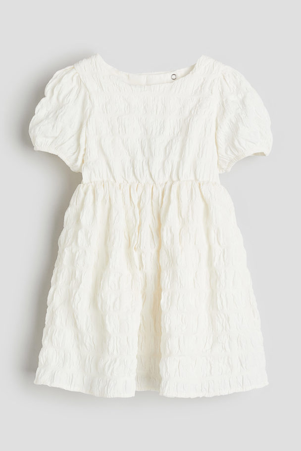 H&M Puff-sleeved Dress White