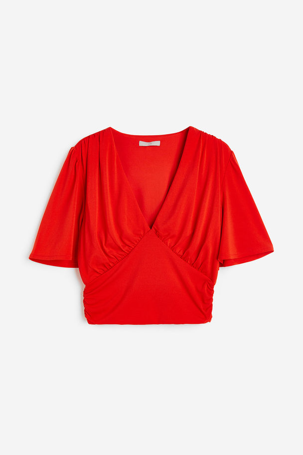 H&M Gathered Cropped Top Red