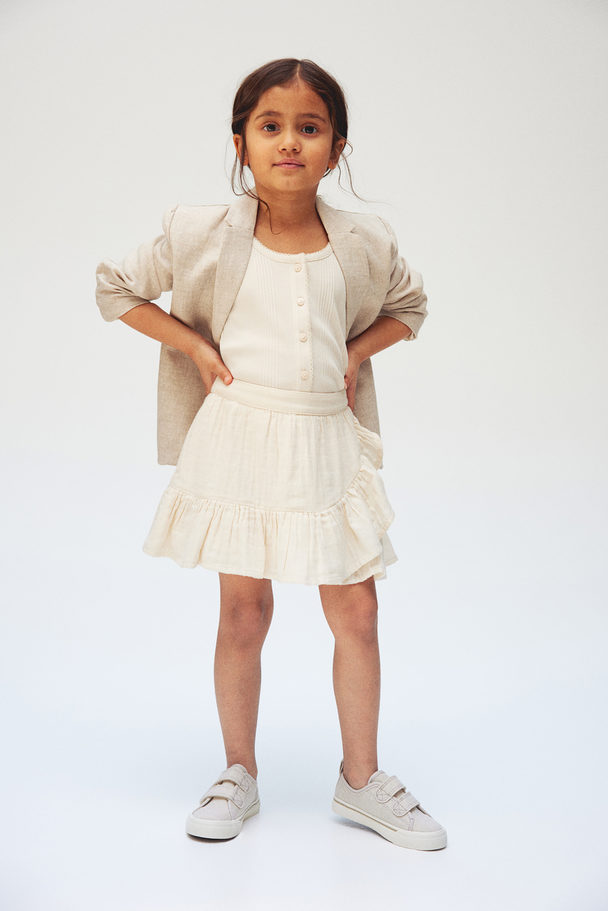 H&M Frill-trimmed Skirt Cream