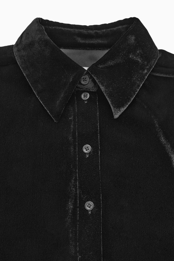 COS Relaxed-fit Velvet Shirt Black