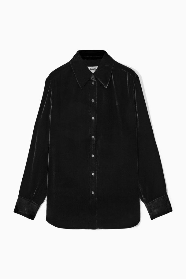 COS Relaxed-fit Velvet Shirt Black