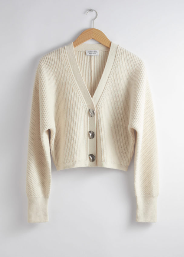 & Other Stories Metal Button Knit Cardigan Ivory