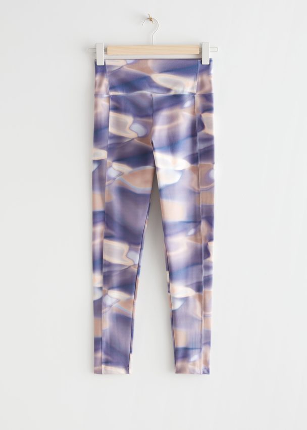 & Other Stories Quick-dry Yoga Tights Lilac Print