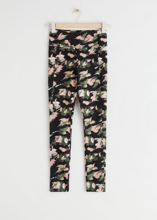 & Other Stories Quick-dry Yoga Tights Black Camo