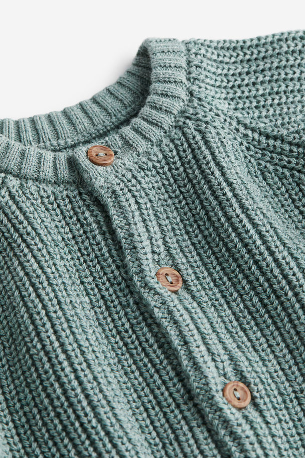 H&M Rib-knit Cardigan Dusty Green