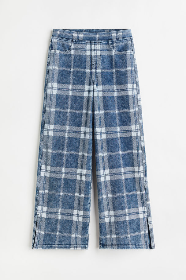 H&M Wide Fit Trousers Blue/checked