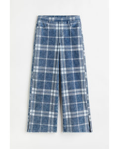 Wide Fit Trousers Blue/checked