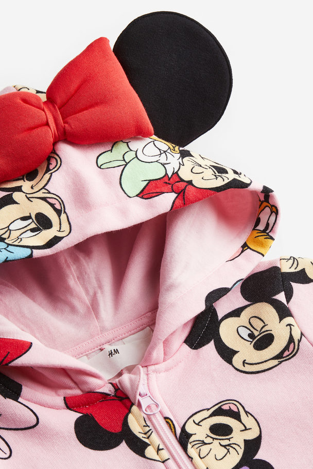 H&M Sweatoverall Met Print Lichtroze/minnie Mouse