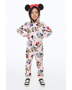 Patterned Sweatshirt All-in-one Suit Light Pink/minnie Mouse