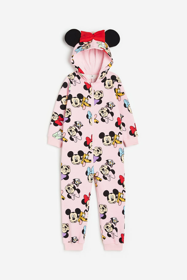 H&M Patterned Sweatshirt All-in-one Suit Light Pink/minnie Mouse