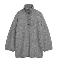 Langer Pullover aus Alpakamischung Grau