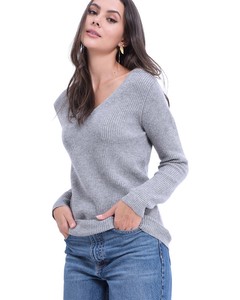 V-neck Sweater With Buttons On Shoulders