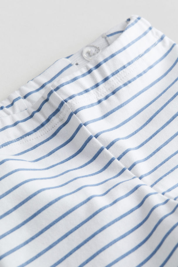 H&M 3-piece Cotton Set Dusty Blue/striped